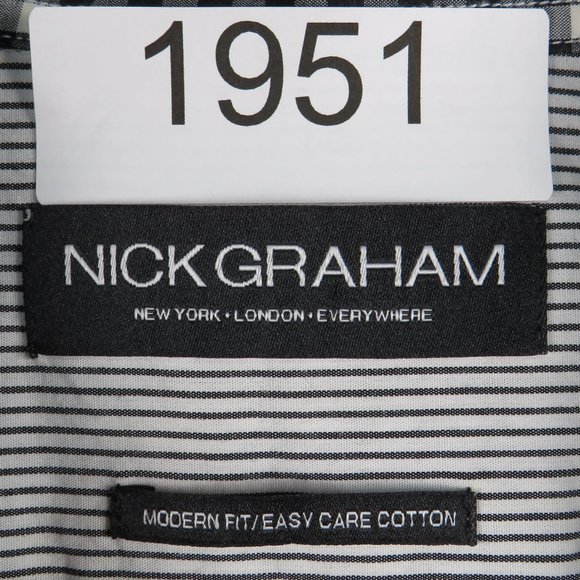 Nick Graham* Men's Long Sleeve‎ Button Down Curved Hem Checkered Shirt~ Medium - Picture 3 of 12